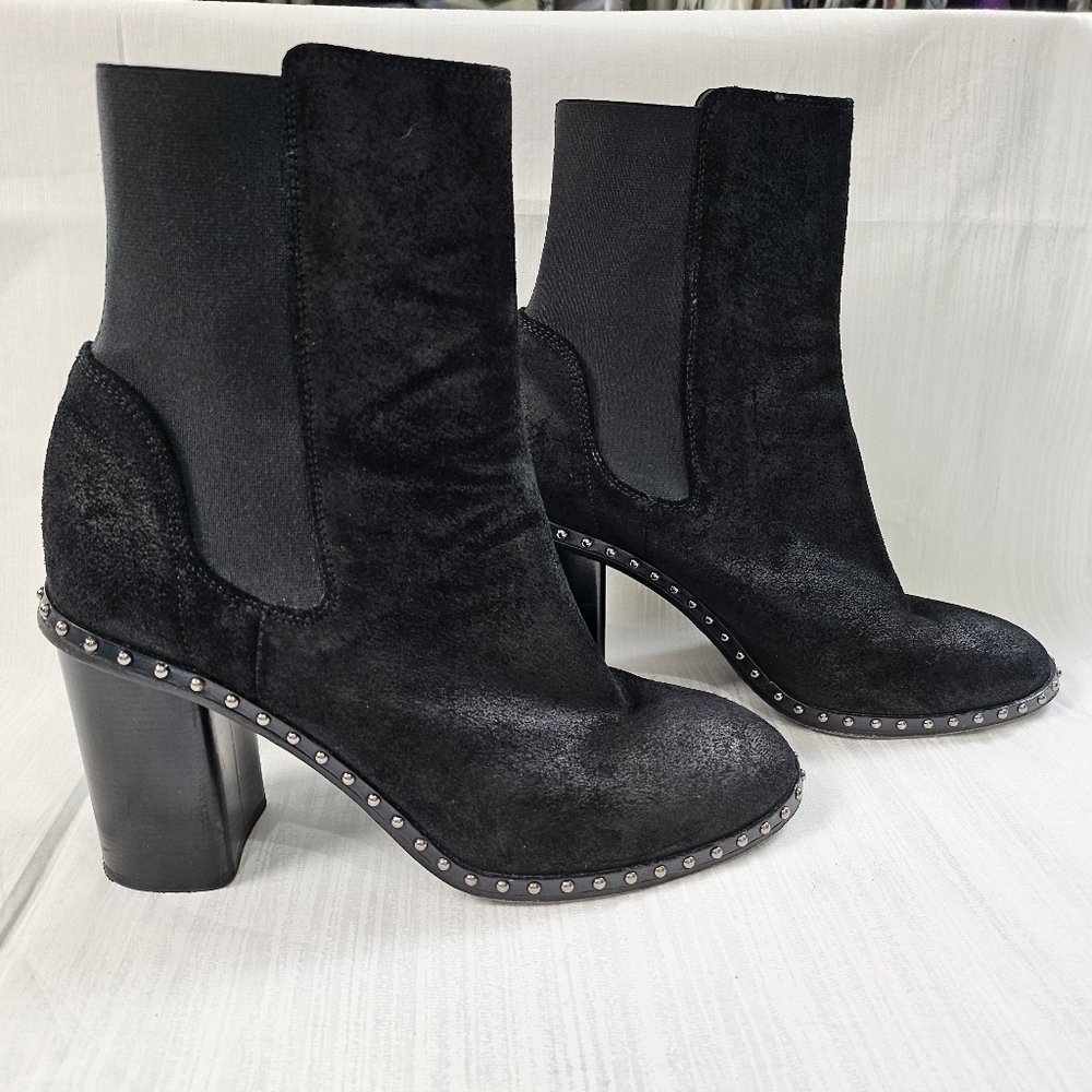 Rag & Bone Black Suede Studded Chelsea Booties Size 39 - Picture 2 of 16